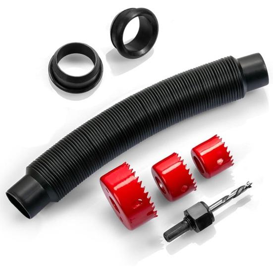 Spojovací hadice k dešťovým sudům Spojují 2 sudy na dešťovou vodu Sada pro nepropustné spojení dešťových sudů Hadice Těsnění a děrovky pro venkovní sudy na dešťovou vodu