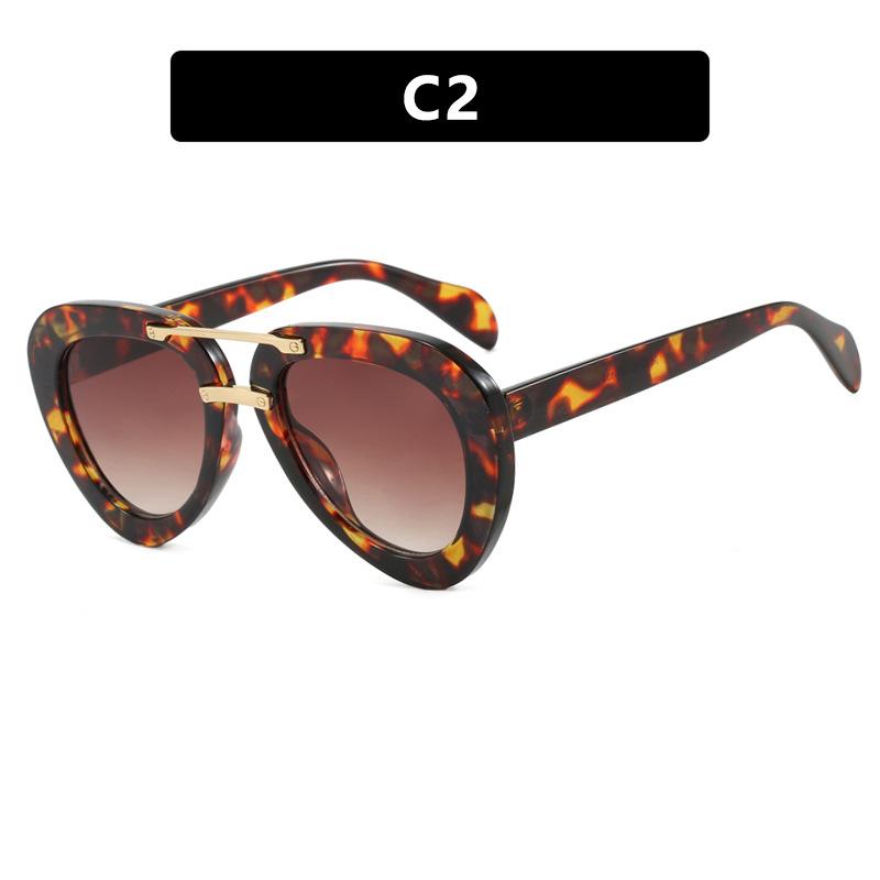 

Retro Oval Frame Sunglasses Fashion Big Frame Sunglasses Punk Green Pilot Eyewear Personalized Shades Sun Protection Glasses