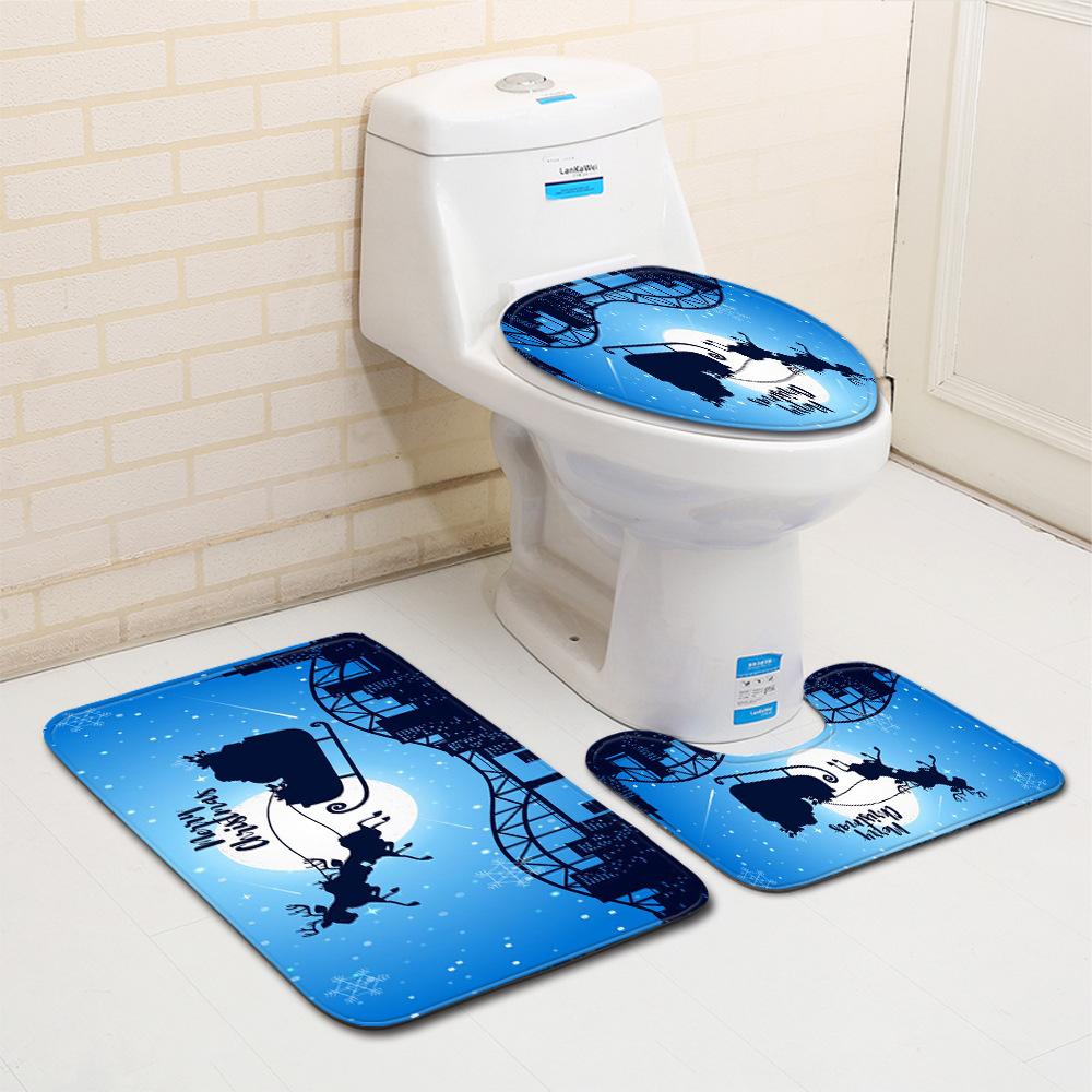Christmas Bathroom Floor Mat Toilet Three-Piece Set