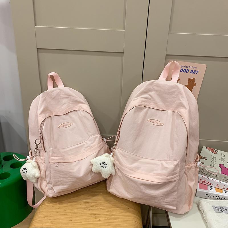 Schoolbag Lightweight Simple Solid Color Backpack Casual Versatile College Student Class Bag School Bag Female Outing Wind Student Backpack
