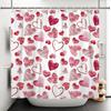 Valentines Day Shower Curtain Romantic Love Drawing Art Red Heart Shower Curtains Mother's Day Shower Curtain for Shower Decor Sets for Bathroom