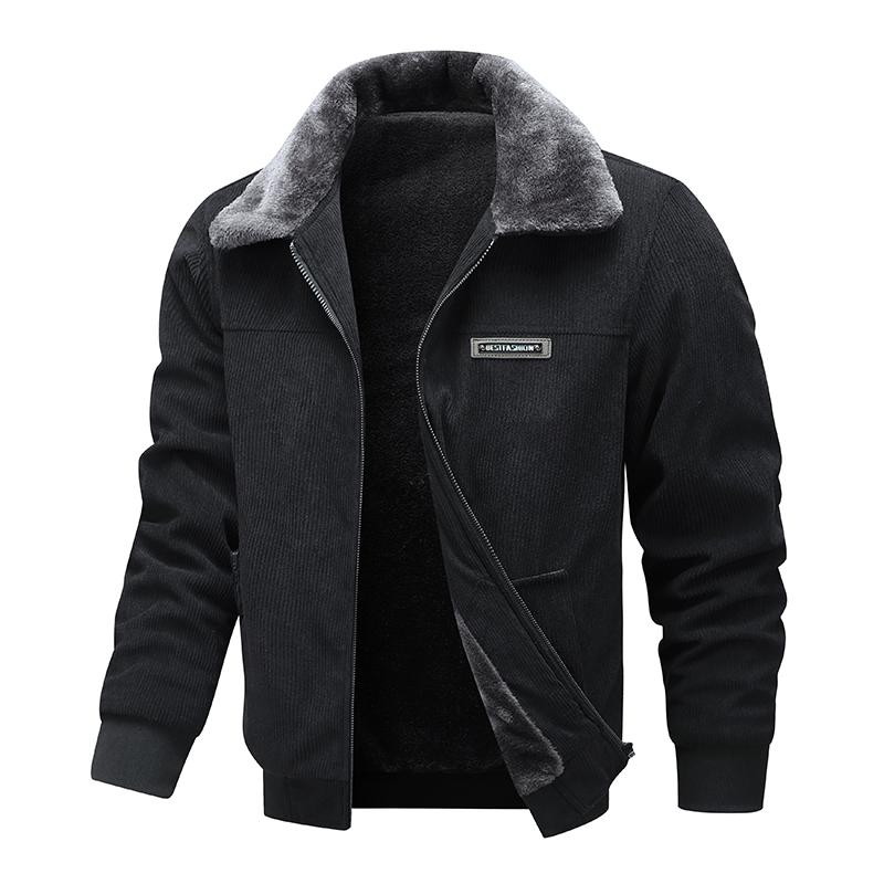 Men's Cashmere Jacket with Added Velvet, Corduroy Thick Plus Size Cotton Coat, Cotton Jacket
