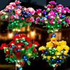 Solar Garden Bloom Light Artificial Azalea Flower Stake Lamp LED Waterproof Pathway Light for Yard Fence Patio Lawn Cemetery Decor