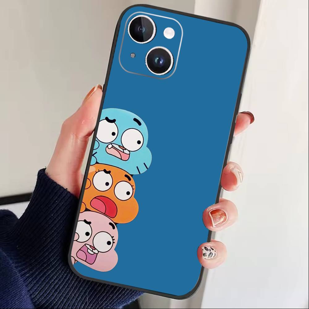 D-Gumball and Darwin Phone Case For iPhone 17 16 15 14 13 12 Max Plus Silicone Black Cover