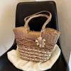 New Summer Straw Woven Bag for Women Fashion All-match Casual Shoulder Bag Forest Style Handmade Bag Large Capacity Beach Bag
