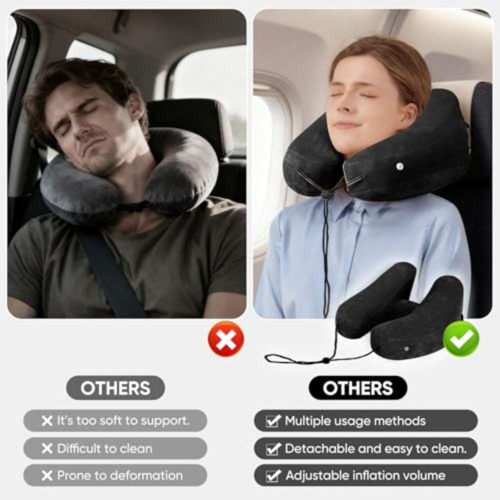 Inflatable Design Inflatable Neck Pillow Breathable Design H-Shaped Pillow  Long-Distance