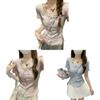 Plain Weave T Shirt With Lace Embroidery For Summer Casuals
