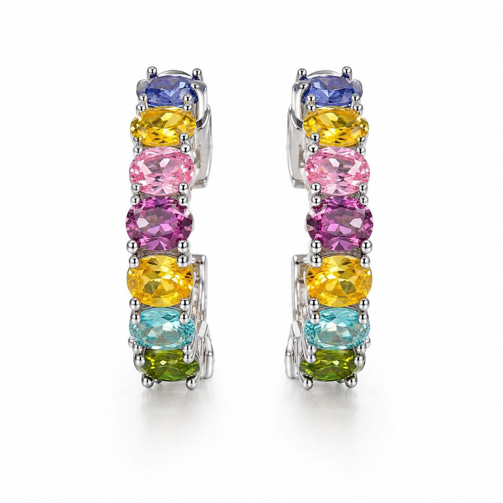 Versatile Colorful Zirconia Earrings - Elegant & Unique Fashion Studs