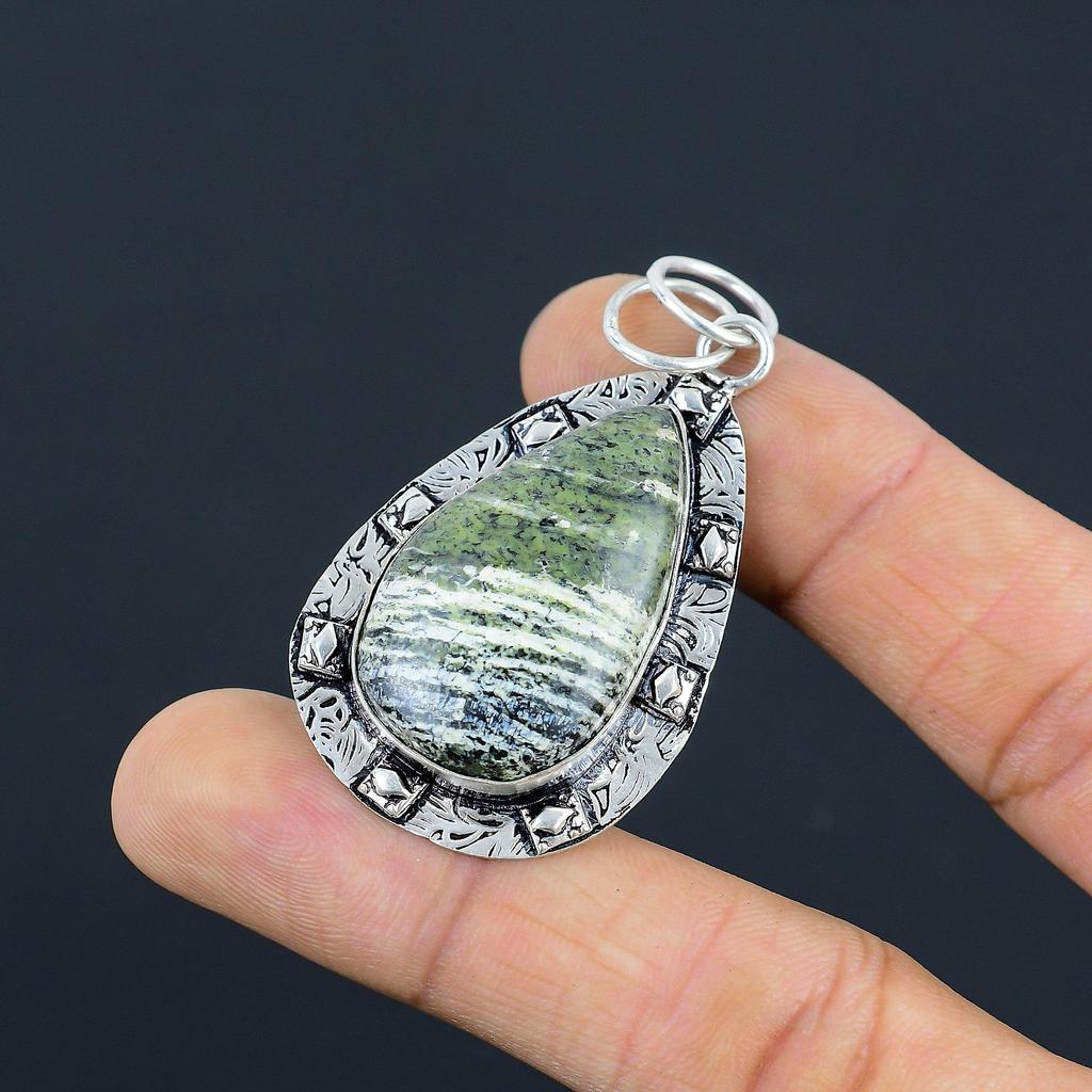Natural Swiss Opal Gemstone Pendant Green 925 Sterling Silver Indian Jewelry