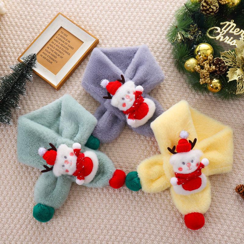 Korean Style Plush Snowman Scarf for Kids - Warm Winter Neck Warmer for Girls & Boys