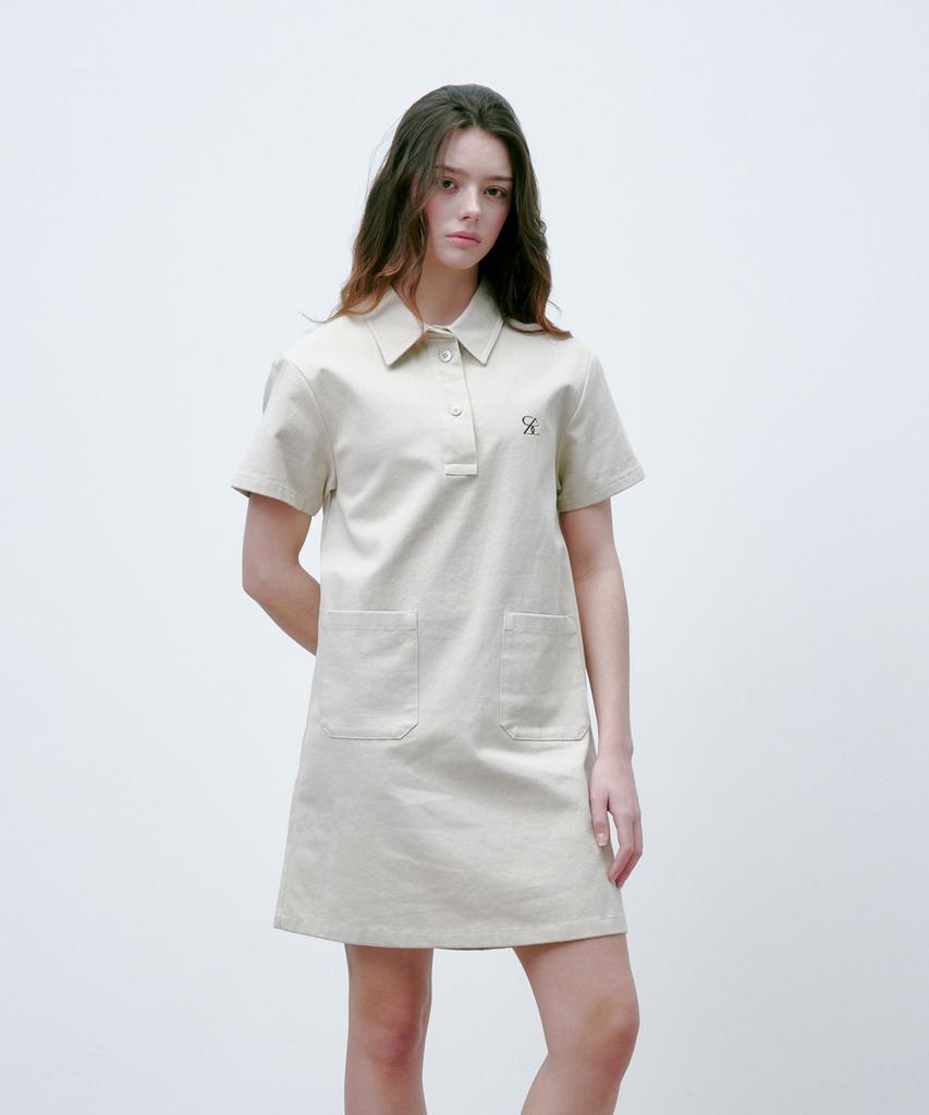 Solteuaenchokollis Sac Out-Pocket Collar Dress Beige 4W232J001