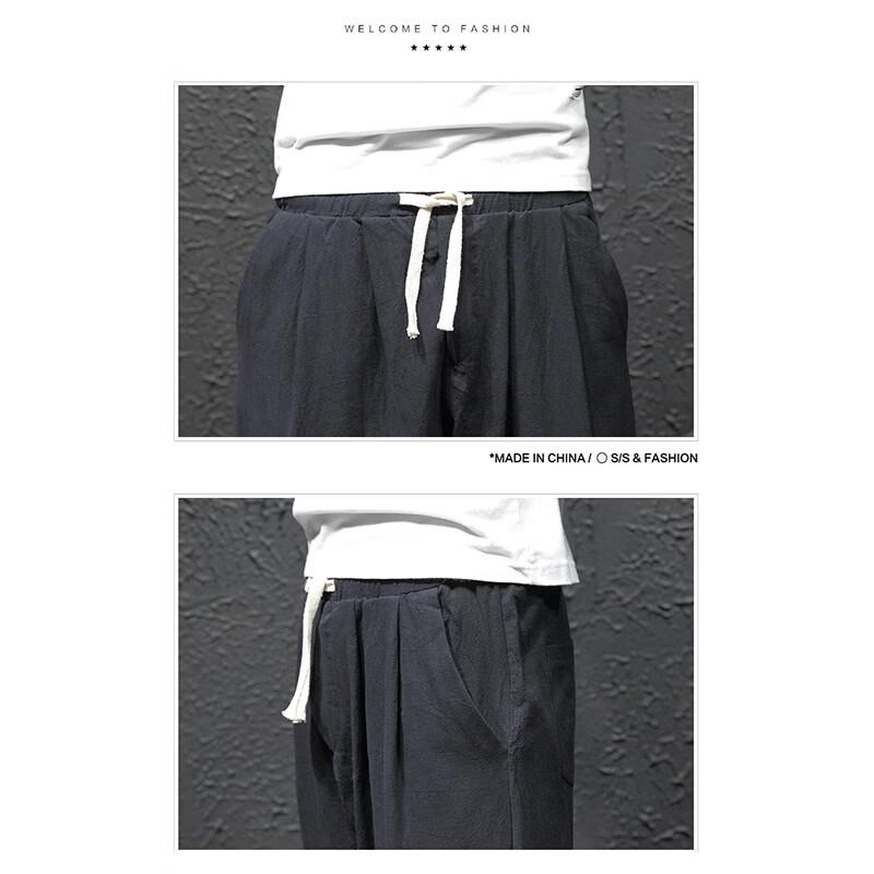 ROMON Men's Chinese Style Cotton Harem Pants