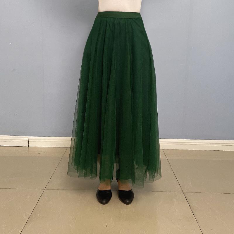 

Женская юбка миди из марли для бальных танцев 2024 года для среднего и пожилого возраста Length 90cm темно-зеленого