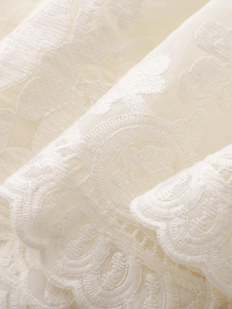 Tencel Cotton Short-Sleeved Embroidery Top + French Romantic Skirt Suit.