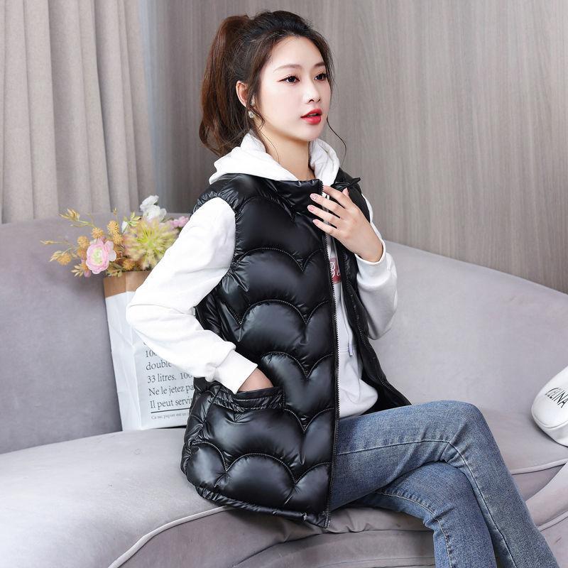

Водонепроницаемый жилет без рукавов на осень и зиму, женский, корейская версия, модный, пуховый хлопок, женский жилет 2XL чёрный