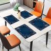 2/4pcs Blue Floral Placemat, 12X18 Inch Polyester Rectangular Table Mat, Machine Washable Woven Dining Decoration for Home Kitchen, Restaurant,