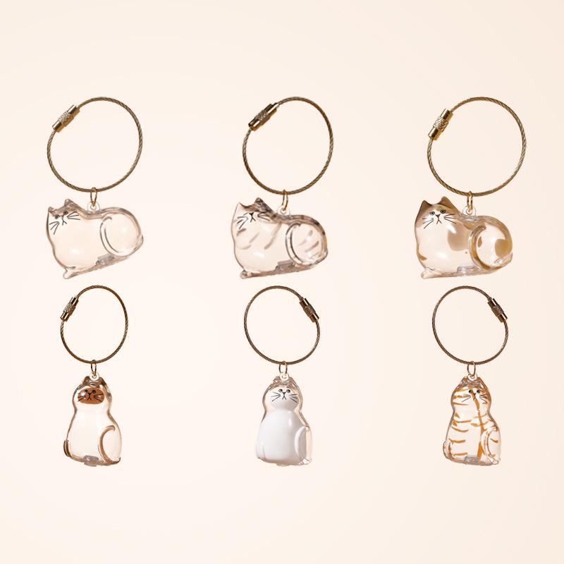 Clear Puppy Hair Storage Box Charm with Fur Ball Keychain Pendant