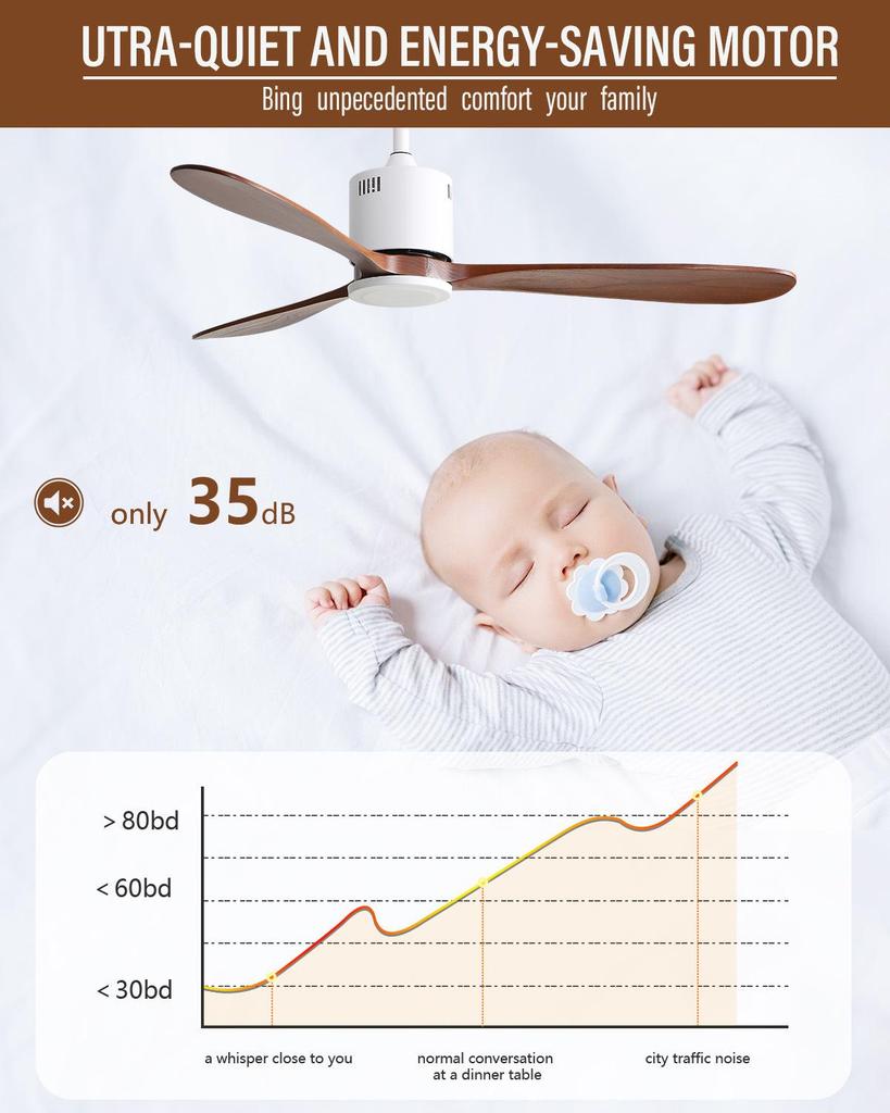 European Minimalist 52-inch Variable Frequency Ceiling Fan Light for Living Room & Dining Area