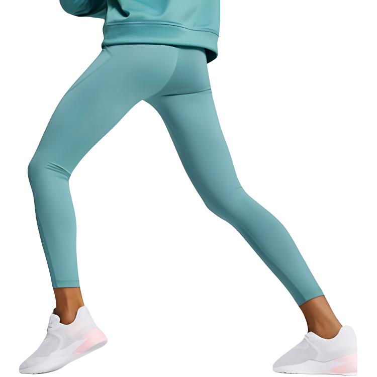 PUMA High Waist Running Fitness Training Elegant Solid Color Nine Point Sports Pants Women bottoms Dark-Blue 520267-48