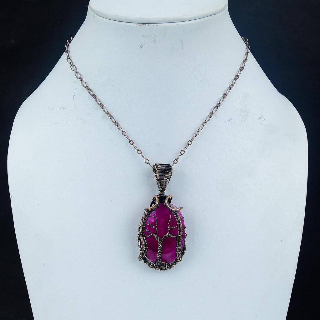 Ruby Pendant Gemstone Jewelry, 999 Copper Wire Wrapped Handmade Pendant, Latest Design Jewelry