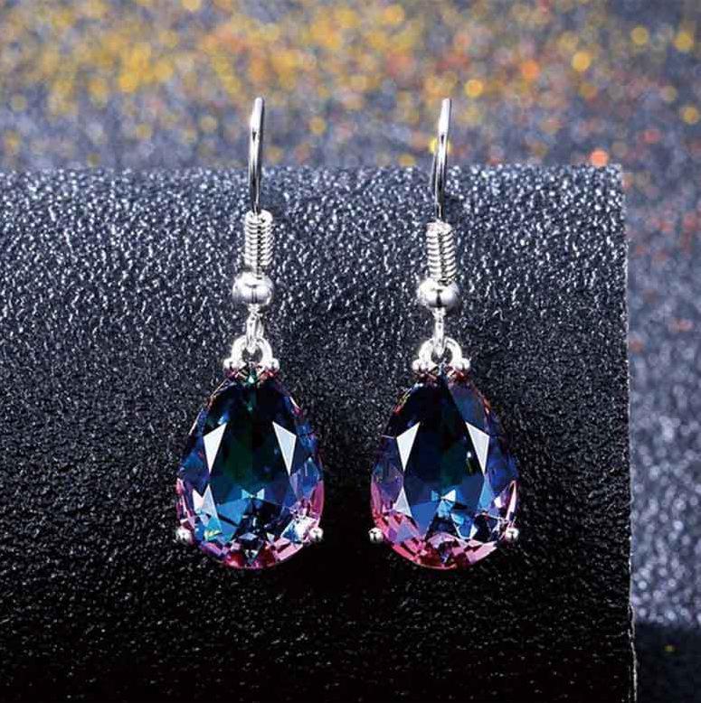 Rainbow Water Drop Stud Earrings - European  American Fashion Jewelry