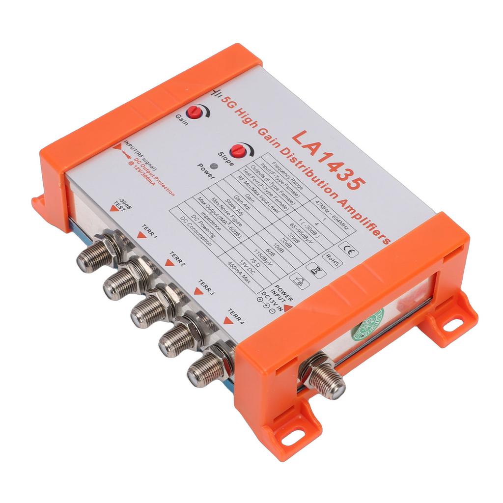 35dB Hochgewinn-Verteilerverstärker 4-Wege-Verteilerverstärker Unterstützt 5G LTE Filter für TV EU-Stecker