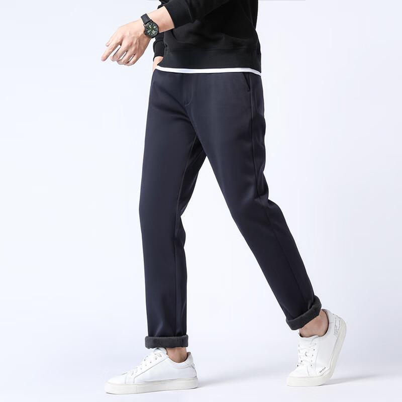 Fèng Xiào Men's Wrinkle-Resistant Fleece-Lined Relaxed Fit Casual Dress Pants