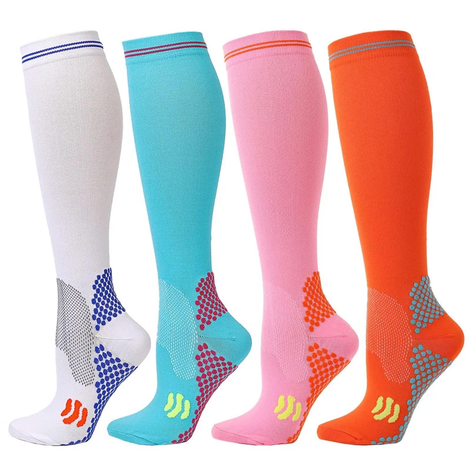 

4 пары компрессионных носков для мужчин и женщин, широкие носки для циркуляции крови до колена для бега, занятий спортом, путешествий