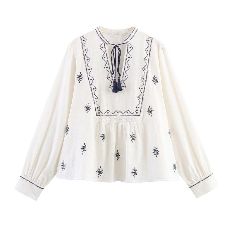 Araltay New Arrival Fashion Style Women's Fashion All-Match Simple Retro Style Embroider Shirt 8372244 060