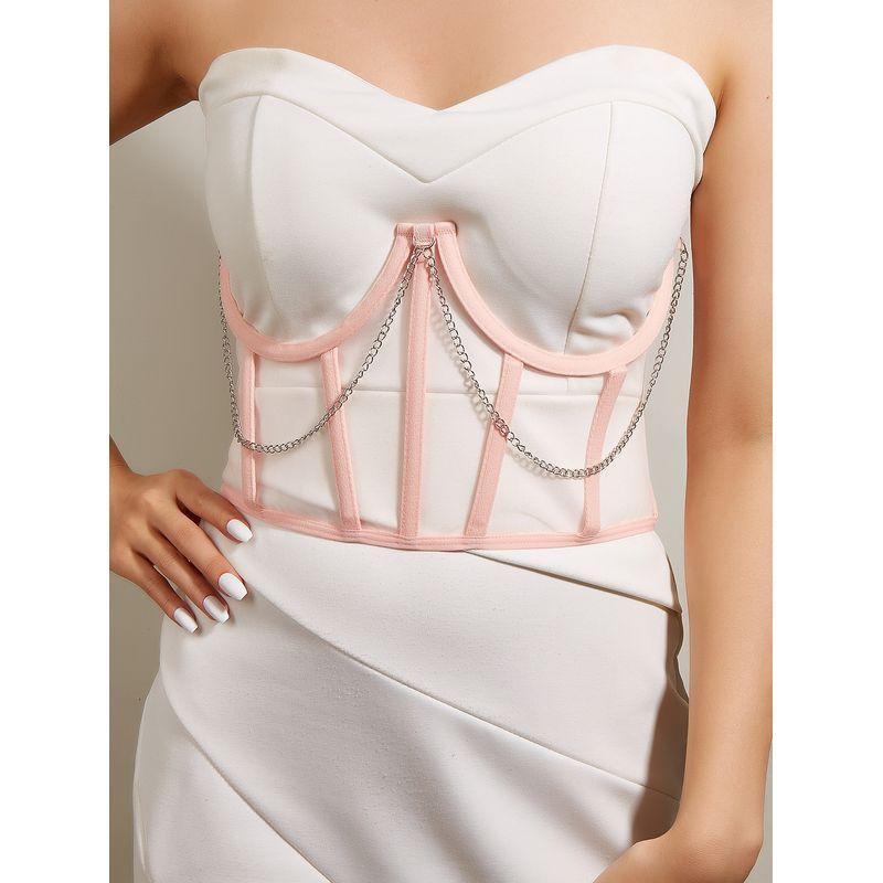 

Модный стиль сетчатый пэчворк цепочка сексуальное бандо пояс-корсет сексуальное нижнее белье косточки стальное кольцо талия печать жилет 8970 Pink L