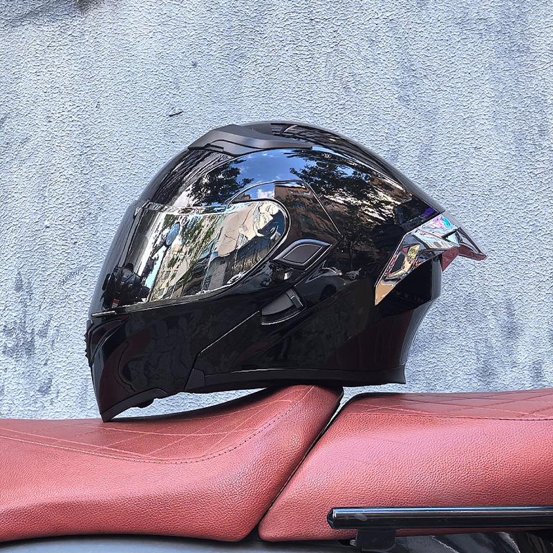 Motorcycle Helmet Peeling Helmet Double Lens Big Tail Locomotive Racing Helmet Running Helmet Men and Women Keep Warm In Winter