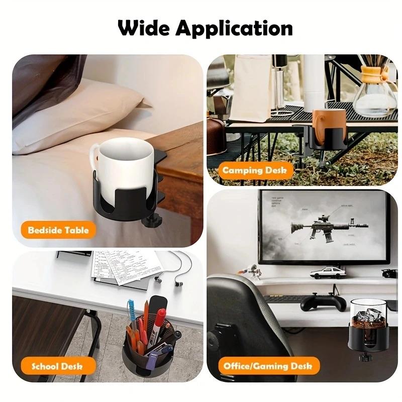 Desk Cup Holder Universal Adjustable Upgraded Arm Clamp Stand for Coffee Mugs Water Bottles