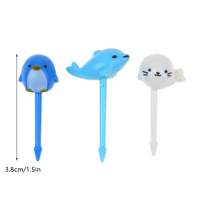 8 ks vidlička na ovoce potravinářský plast Mini kreslený dětský dort Ovocné párátko Bento Lunch Bento Příslušenství Party Dekorace