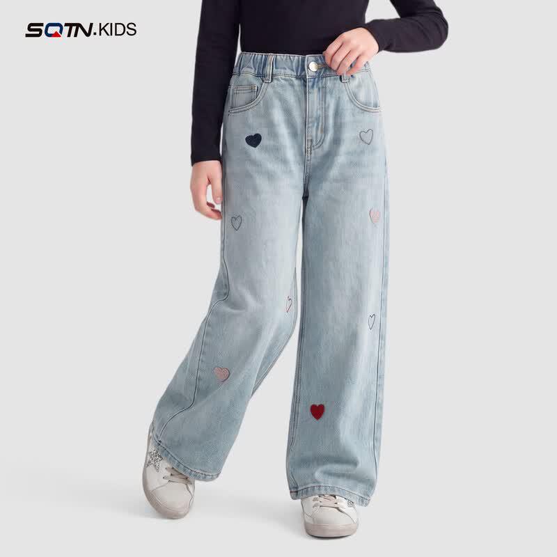 Girls Casual Straight Leg Denim Jeans L