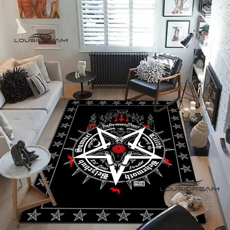 Devil Satan Lucifer Sacrifice Carpet and Rug Goat Baphont Rug Living Room Bedroom Area Carpet Study Porch Bedside Non-slip Mat