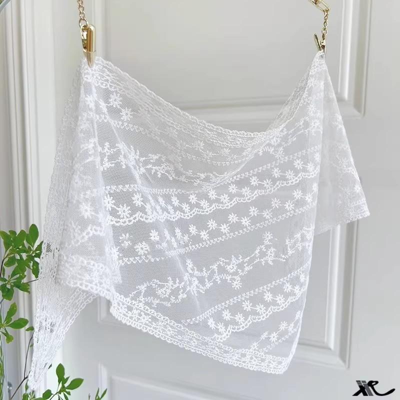 Knitted Crochet Headscarf French Pastoral Triangle Headband Handmade Soft Hair Wrapper for Beach Picnic Holiday Boho Fashion