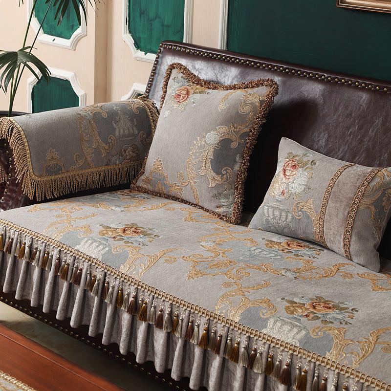 Luxusní žinylková pletená potahovka, protiskluzové prošívání, potah sedáku pohovky do obývacího pokoje, žakárový embosovaný potah na pohovku