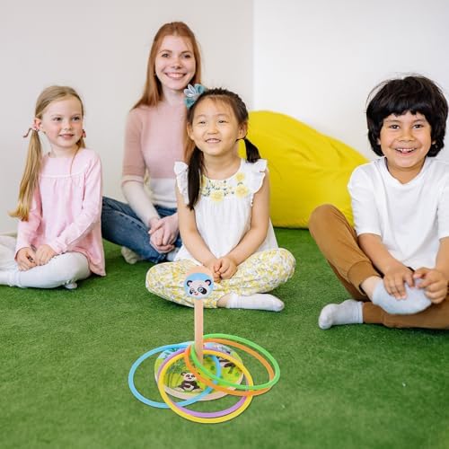 DECORNIJIA Ring Toss Game Set for Kids, Outdoor Family Game Toy, Cartoon Design with Smooth Edges, Durable Plastic Educational Play