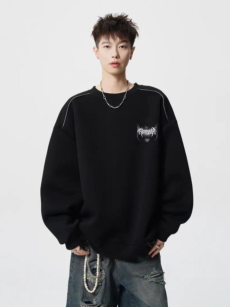 Men's American Heavyweight Crewneck Hoodie 2025: Trendy, Loose-Fit Casual Long Sleeve for Autumn/Winter