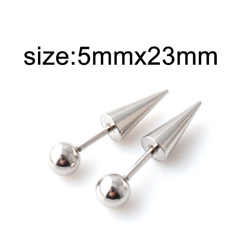 1 Pair Gothic Black Steel-Color Funny Screw Back Stud Earrings For Men/Women Round Ball Spike Cone Tip Stainless Steel Jewelry