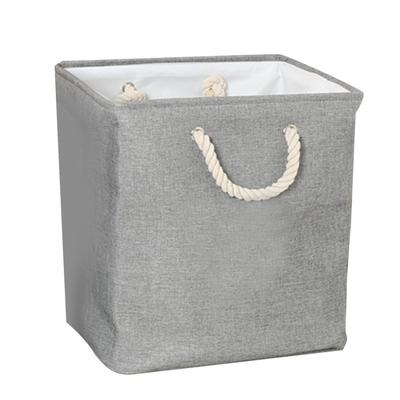 Fabric Storage Hamper EVA Hard Foldable Cotton Cloth Laundry Basket with Handle for Toy Snack Storage