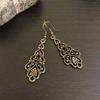 Bohemia Hollowed-out Embossed Filigree Waterdrop Tassel Dangle Earrings for Women Retro Ethnic Style Vacation Jewelry Accessory