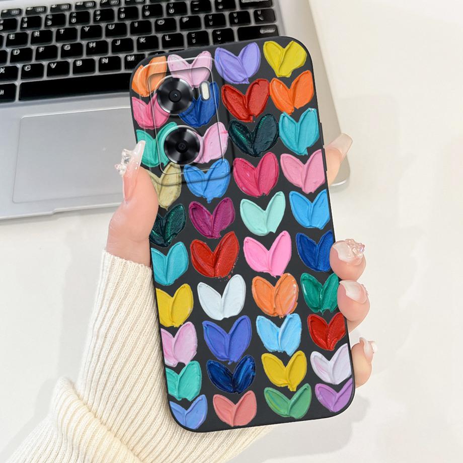 For Oppo A57 A57s A57e A77 A77s 4G Phone Case Oppo A77 5G A56s Back Cover Soft Liquid Silicone Pnada Rabbit Flower Cute Bumper