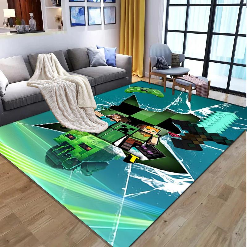 Tappeto con motivo Minecraft, Tappetino da interno/esterno, per Picnic, Sala giochi, Camera da letto, Ufficio, Soggiorno, Tappeto decorativo per la casa, Regalo di compleanno
