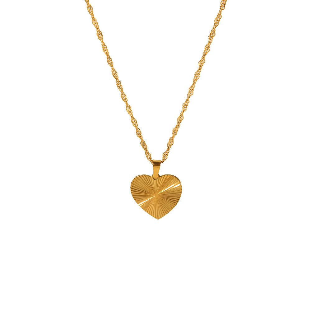 Instagram style design non-fading women's summer necklace split flower heart round titanium steel heart pendant