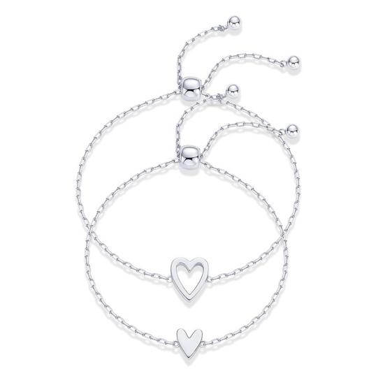 1 Pair Bracelet Heart Decor Adjustable Length Couple Bracelet Small Heart Charm Bangles Fashion Jewelry Gift