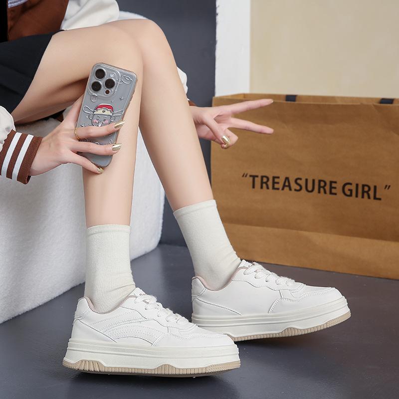 2025 spring and autumn new color matching board shoes platform casual dad shoes fashion simple street white shoes student women's shoes