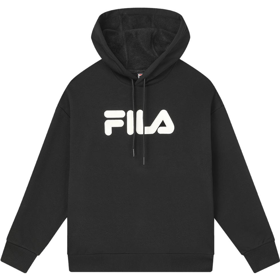 Fila 2023 Winter New Knit Hoodie Fashion Casual Loose Solid Color Knit Sweatshirt Couple Style Unisex Hoodies Black F51U348297F-BK
