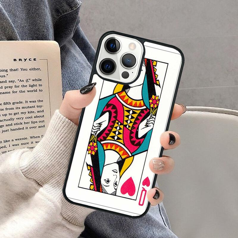 King Queen Playing Card Phone Case for iPhone 16 15 SE2020 6 7 8 Plus for Apple 13 11 12 14 Mini Pro Max Cover coque Shell