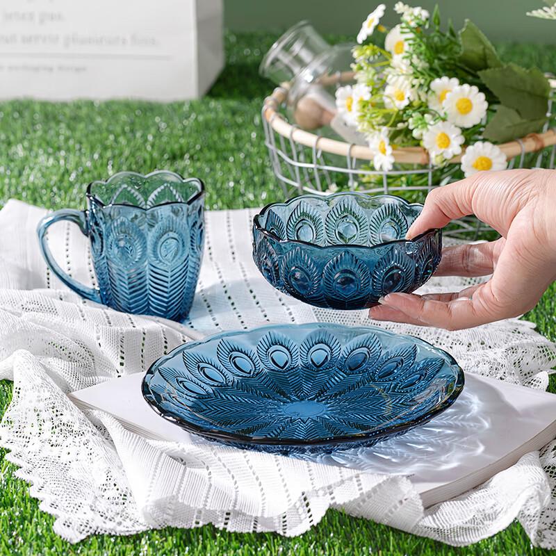 Huixun Pfauen Glas Salat- und kleine Schalen (2er Set)